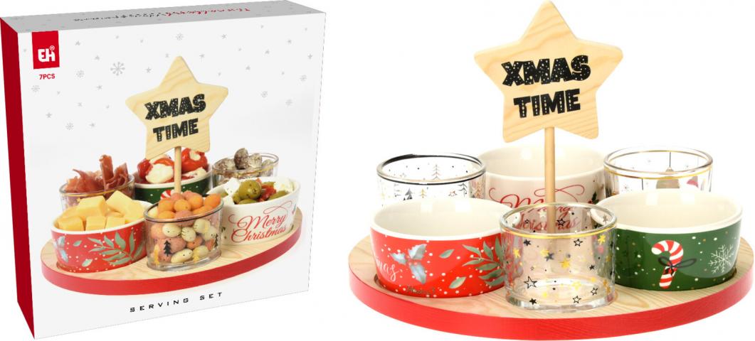 Коледен сет за сервиране Xmas time 7 части, снимка 2 - Коледни артикули