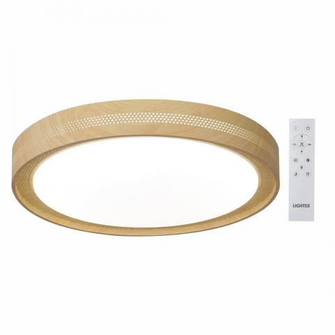 LED плафон Lightex California max.72W 6000 lm 220V димируем с дистанционно ф500 мм x h70 мм светло дърво - Плафони