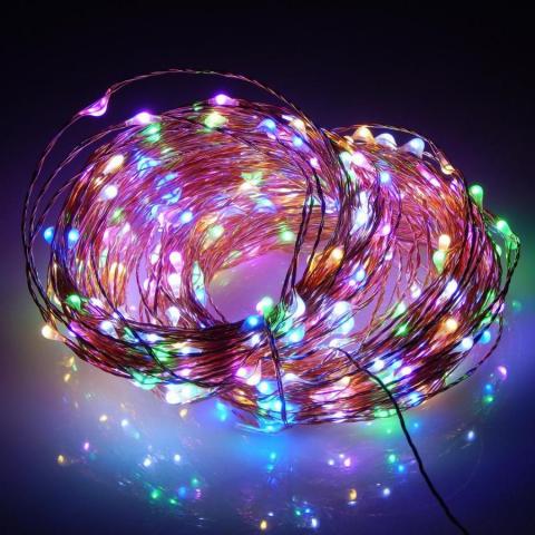 Медно жилен кабел 100 LED 10 м многоцветен, снимка 2 - Светеща верига