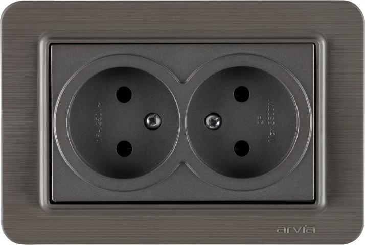 Lavin антрацит двоен контакт шуко 2х(2Р+Е) 16А 250V - Ключове и контакти