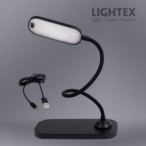 LED работна лампа Lightex Sigma DC 5V 3W 3000K-6500K 200 lm 1200 mAh Li-ion управление с жест IP20 черна - Лампи за бюро