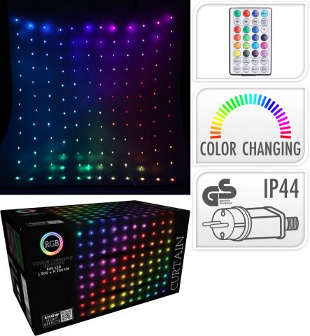 Светлинна завеса LED400 RGB 200x200 см. - Светеща мрежа/завеса