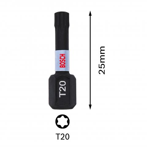 Комплект битове Impact Control T20 25 мм Bosch 2 бр., снимка 3 - Битове