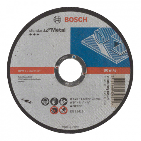 Диск за рязане на метал Bosch 125x22,23x1.6 мм - Дискове за рязане на метал