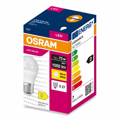 LED крушка Osram CLP75 E27 1055 lm 3000K 7W, снимка 4 - Лед крушки е27