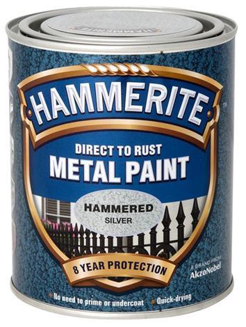 Боя за метал Hammerite 0.75 л сребро хамър ефект - Бои за метал