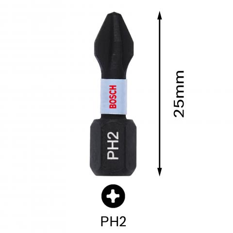 Комплект битове Bosch Impact Control PH2 25 мм 2 бр., снимка 3 - Битове