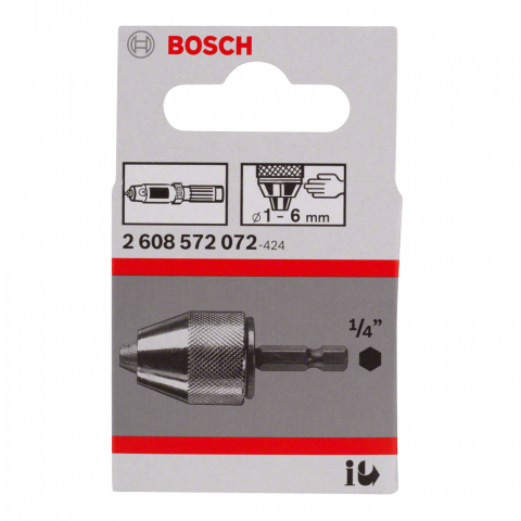 Бързозатягащ патронник Bosch 6 мм 1/4" опашка, снимка 2 - Патронници