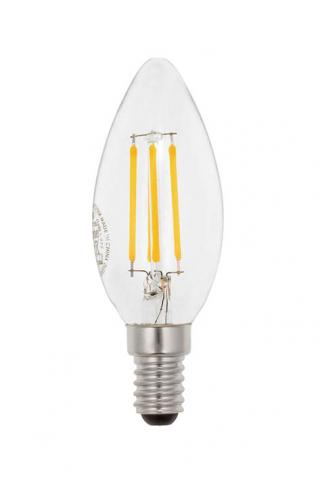 LED крушка филамент E14 C35 4W 540 lm 6400K, свещ - Лед крушки е14
