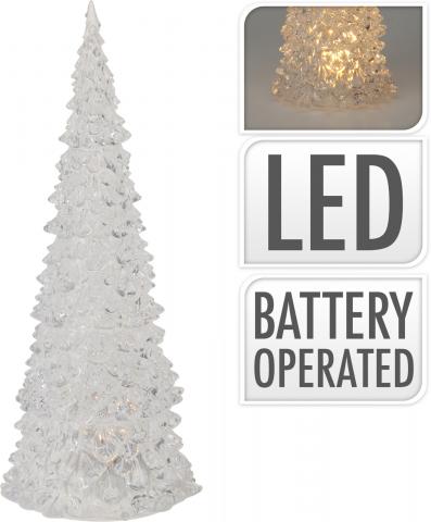 Бяла коледна LED елха 7х7х17 см - Светещи фигури