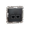 Sedna New Мех. информационна розетка, 2X RJ45 - UTP cat.5E, антрацит