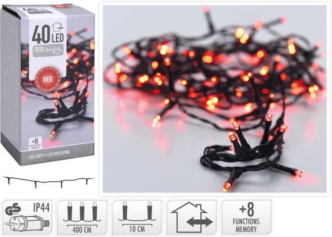 Светещ гирлянд 40 LED червена светлина - Светеща верига