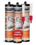 Универсален силикон Ceresit CS 24, 3 х 280 мл, бял