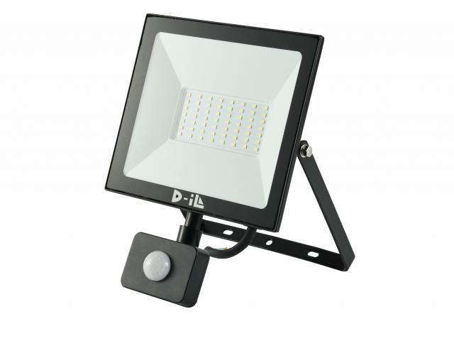 LED прожектор със сензор 50 W 6000К IP44 черен - Led прожектори