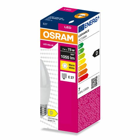 LED крушка Osram CLB75 E27 1055 lm 3000K 7W, снимка 4 - Лед крушки е27