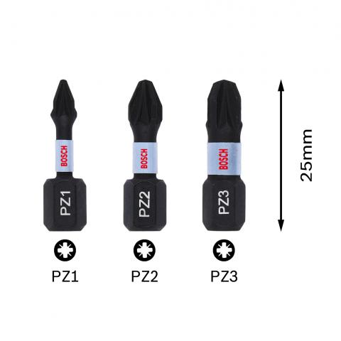 Комплект битове Impact Control PZ 25 мм Bosch 3 бр., снимка 3 - Битове