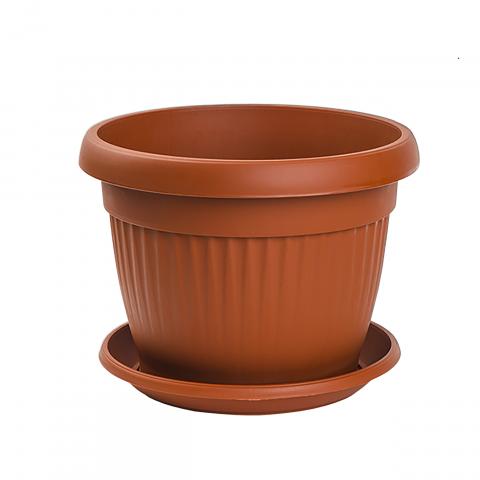 Саксия Mediteran ф20 см + подложка теракота - Пластмасови саксии