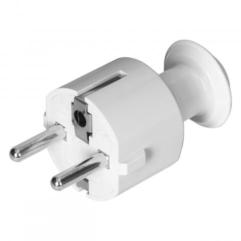 Щепсел 2P+Z 16A 230V прав Uni-Schuko Бял - Pvc щекери и щепсели