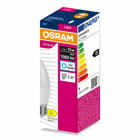 LED крушка Osram CLB75 E27 1055 lm 6500K 7W, снимка 4 - Лед крушки е27
