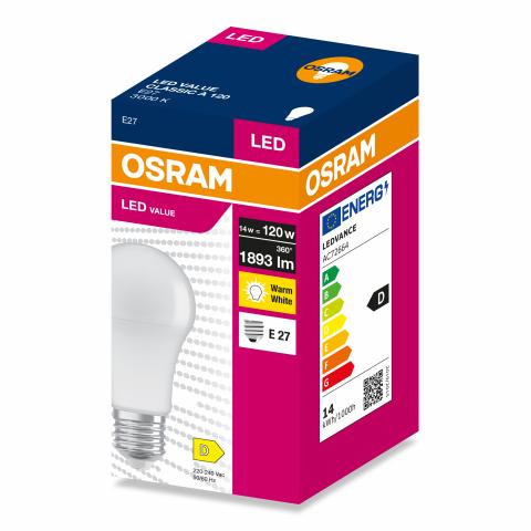 LED крушка Osram CLA120 E27 1893 lm 3000K 14W, снимка 4 - Лед крушки е27
