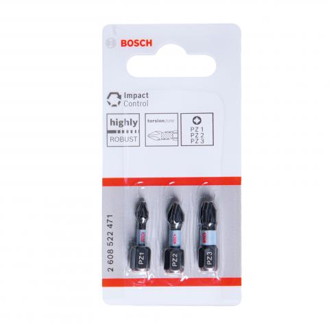 Комплект битове Impact Control PZ 25 мм Bosch 3 бр. - Битове