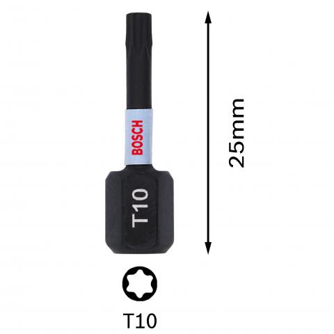 Комплект битове Impact Control T10 25 мм Bosch 2 бр., снимка 3 - Битове