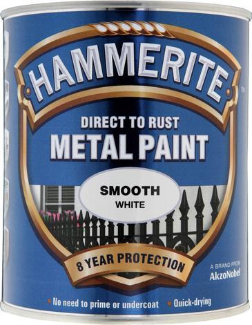 Боя за метал Hammerite 0.75 л бял гланц - Бои за метал