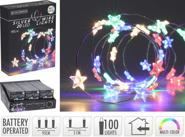 Светлинна верига звезда 20 LED многоцветна - Светеща верига