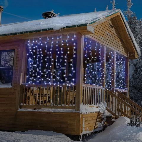 Светлинна завеса 240 LED 225х150 см бяла светлина - Светеща мрежа/завеса