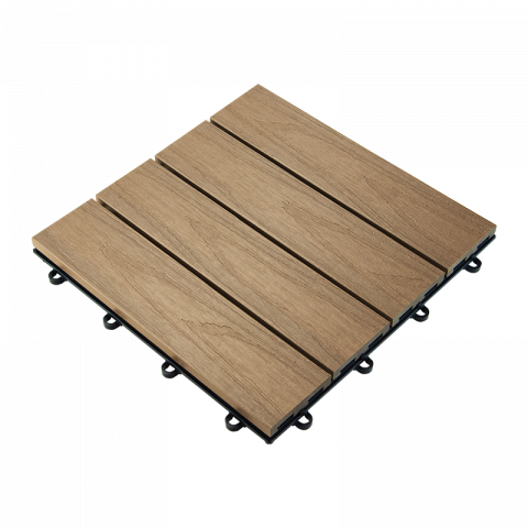 Декинг WPC плочкa PREMIUM 30х30x2,8cm, Тиково дърво - Декинг