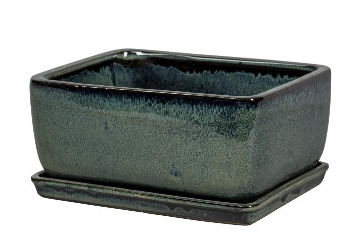 Саксия Nara 25х20х13 см тъмнозелена - Керамични саксии
