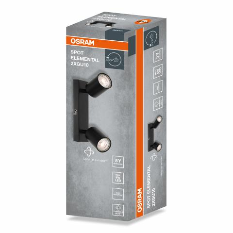 Спот двойка Osram Elemental GU10 черен, снимка 3 - Спотове