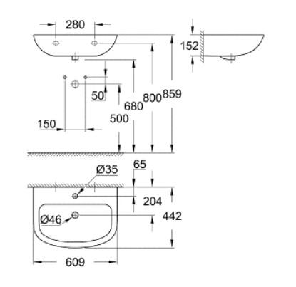 Умивалник GROHE 60см., снимка 2 - Умивалници и конзоли