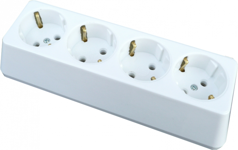 Разклонител трапец 4 гнезда 16А бял - Разклонители без защита