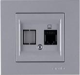 Karen сребрист розетка единична 1xRJ45 (CAT 6)