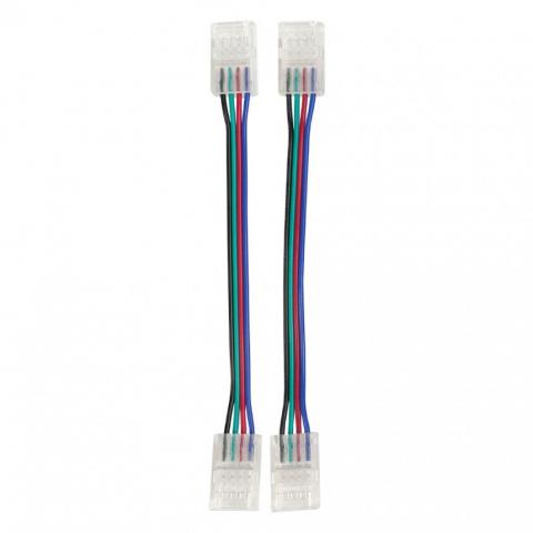 Гъвкав конектор с кабел 10см за многократна употреба 4PIN за LED лента RGB Lightex 10 мм -2бр. - Led ленти и аксесоари