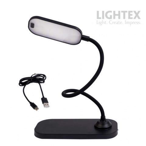 LED работна лампа Lightex Sigma DC 5V 3W 3000K-6500K 200 lm 1200 mAh Li-ion управление с жест IP20 черна, снимка 3 - Лампи за бюро