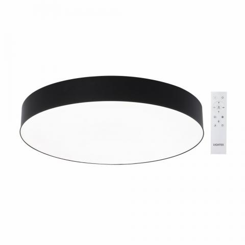 LED плафон Lightex Olaf max.72W 6100 lm 220V димируем с дистанционно ф500 мм x h70 мм черен - Плафони