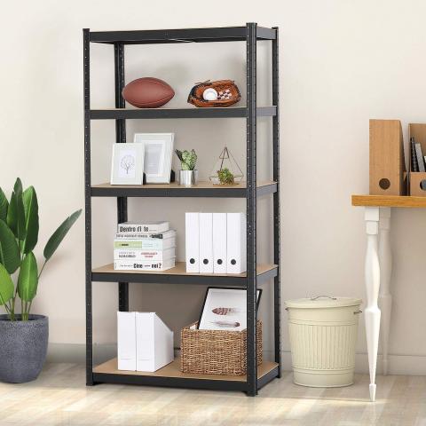 Стелаж De'Home Popular 180х90х40 см 5х175 кг черен, снимка 4 - Метални стелажи